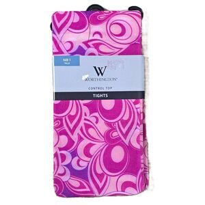 Worthington Women's Control Top Thighs Pink , Purple, Multi Floral Hippie Sz 1